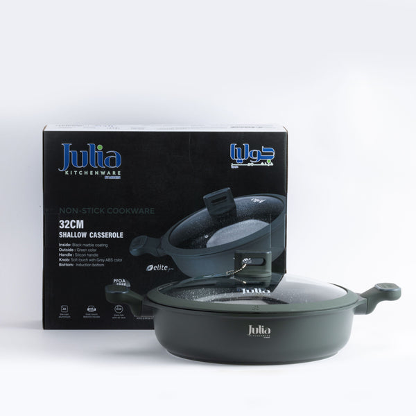 ELITE-PRO SHALLOW CASSEROLE WITH LID 32CM-GREEN