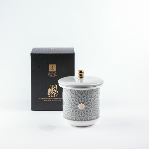 Small Scented Candle From Asalah - Grey + Gold