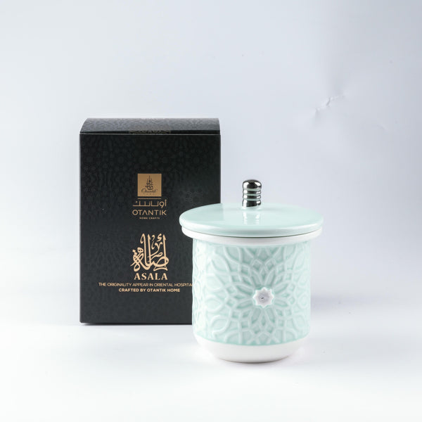 Large Scented Candle From Asalah - Teal + Silver