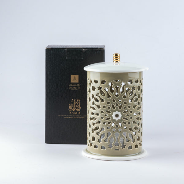 Medium Electronic Candle From Asalah - Olive + Gold