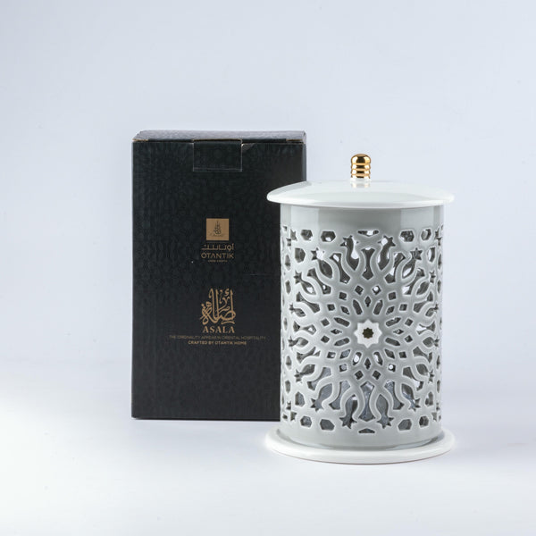 Medium Electronic Candle From Asalah - Grey + Gold