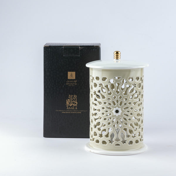 Medium Electronic Candle From Asalah - Beige + Gold