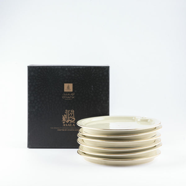 Cake Serving Plates From Asalah - Beige + Gold