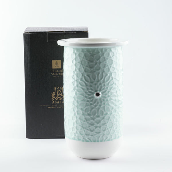 Large Porcelain Vase From Asalah - Teal + Silver