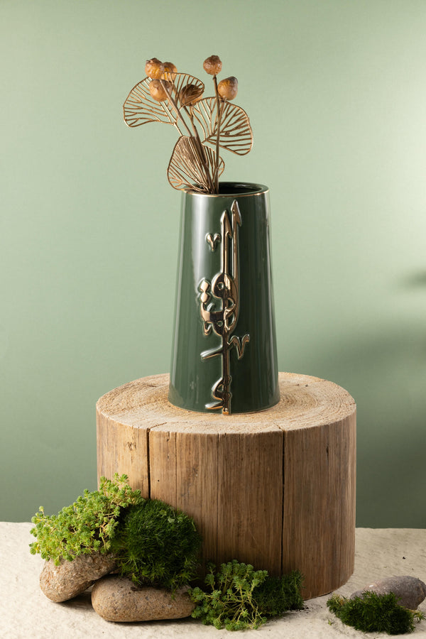 Flower Vase - L From Liqaa -  Olive + Gold