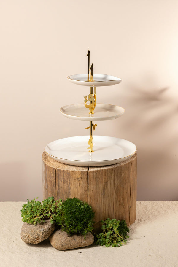 3 Layer Stand From Liqaa -  Beige + Gold