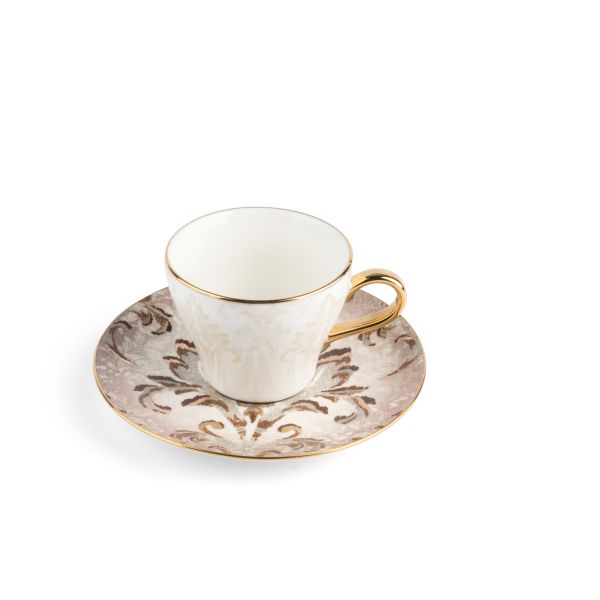 Tea Porcelain Set 12 Pcs From Harir -Brown