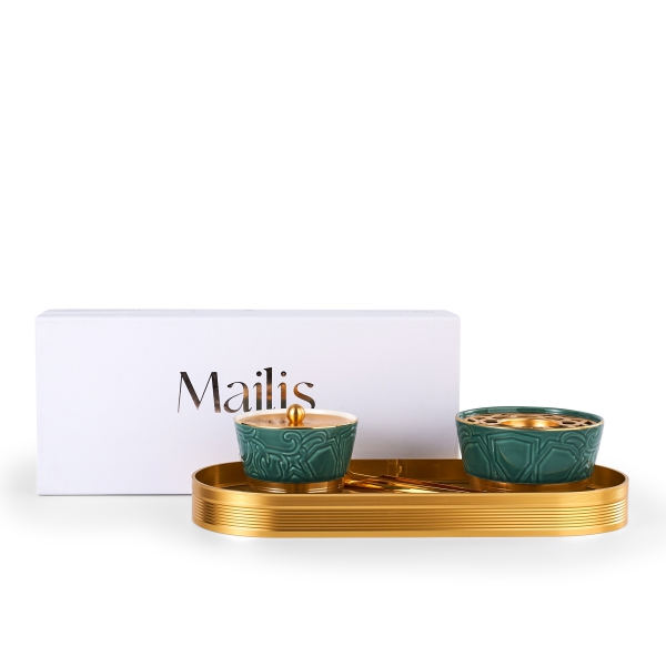 Incense Burner With Elegant Design Of 4 Pieces From Majlis - Green
