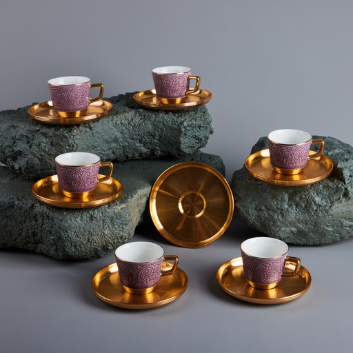 [AM1058] Turkish  Coffee Set 12Pcs From Majlis - Purple