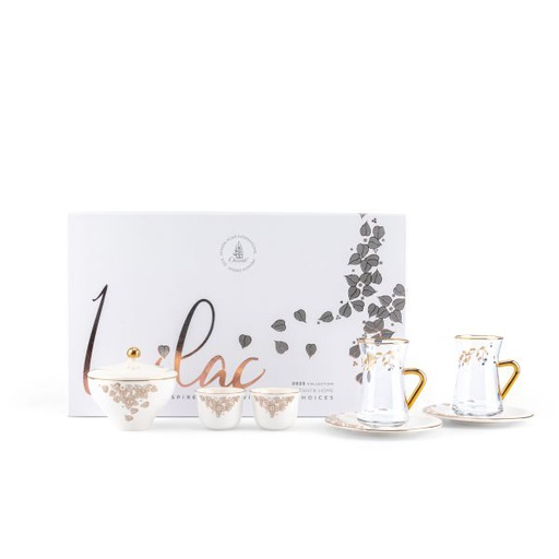 [ET1970] Tea And Arabic Coffee Set 19Pcs From Lilac - White