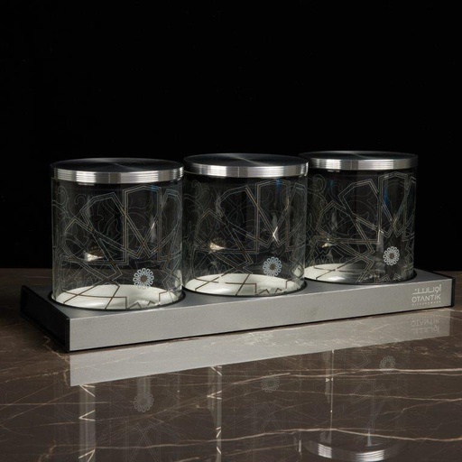 [AM1136] Luxury Canister Set 4Pcs From Majlis - Silver
