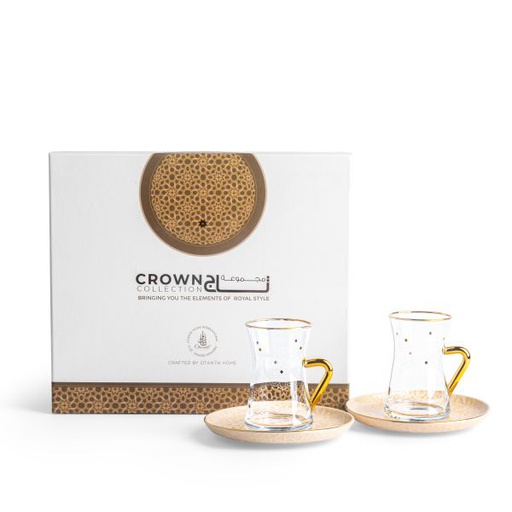 [ET2077] Tea Glass Sets From Crown - Beige