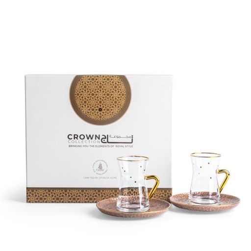 [ET2078] Tea Glass Sets From Crown - Brown