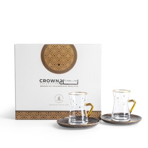 [ET2081] Tea Glass Sets From Crown - Black