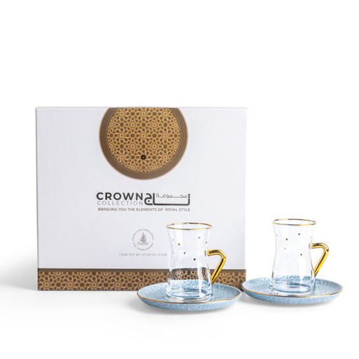 [ET2082] Tea Glass Sets From Crown - Blue