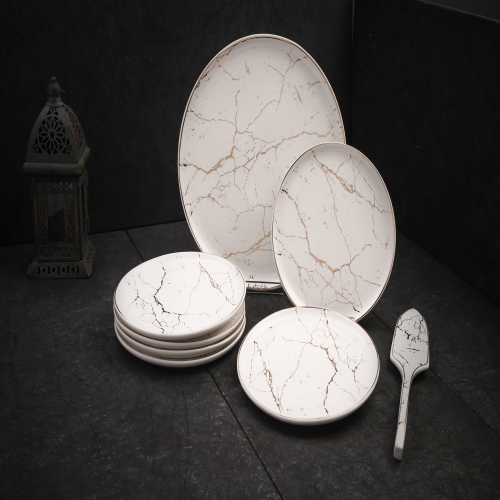 [DG3005 E WHITE] White - Dessert Serving Sets From The Marbel Collection