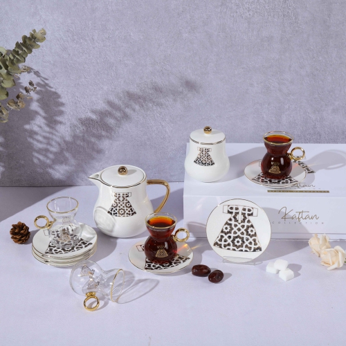 [ET1262] White - Tea Glass And Coffee Sets From Kaftan Collection