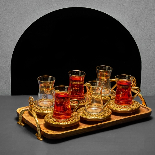 [O1036-2W GOLD] Gold - Tea Glass Sets From The The Nature Core