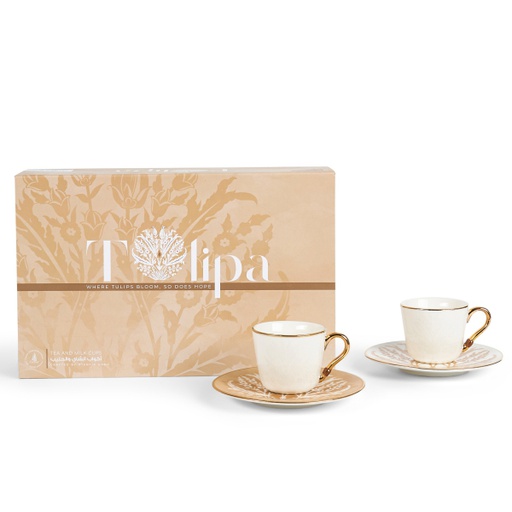 [GY1241] Tea Porcelain Set 12 Pcs From Tolipa -Brown