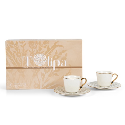 [GY1243] Tea Porcelain Set 12 Pcs From Tolipa - Grey