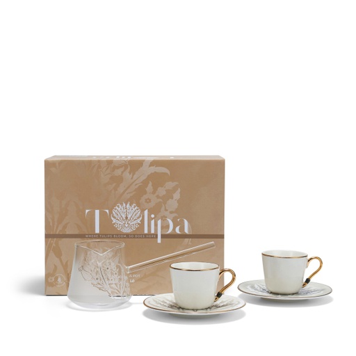[GY1275] Turkish Coffee Set With Coffee Pot 5 Pcs From Tolipa - Grey