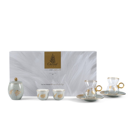 [ET1581] Tea And Arabic Coffee Set 19Pcs From Hera - Grey