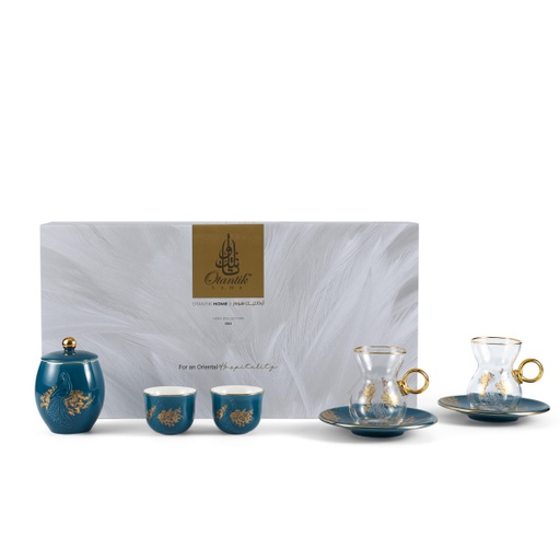 [ET1582] Tea And Arabic Coffee Set 19Pcs From Hera - Blue