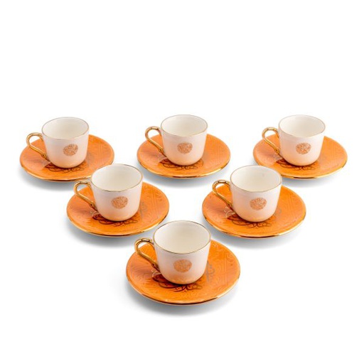 [ET1611] طقم فناجين قهوة تركية 12 قطعة من زوار - برتقالي
