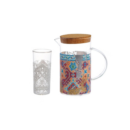 [DUN-1166] Glass Pitcher with cork in printed color box