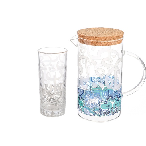 [DUN-1196] Glass Pitcher with cork in printed color box